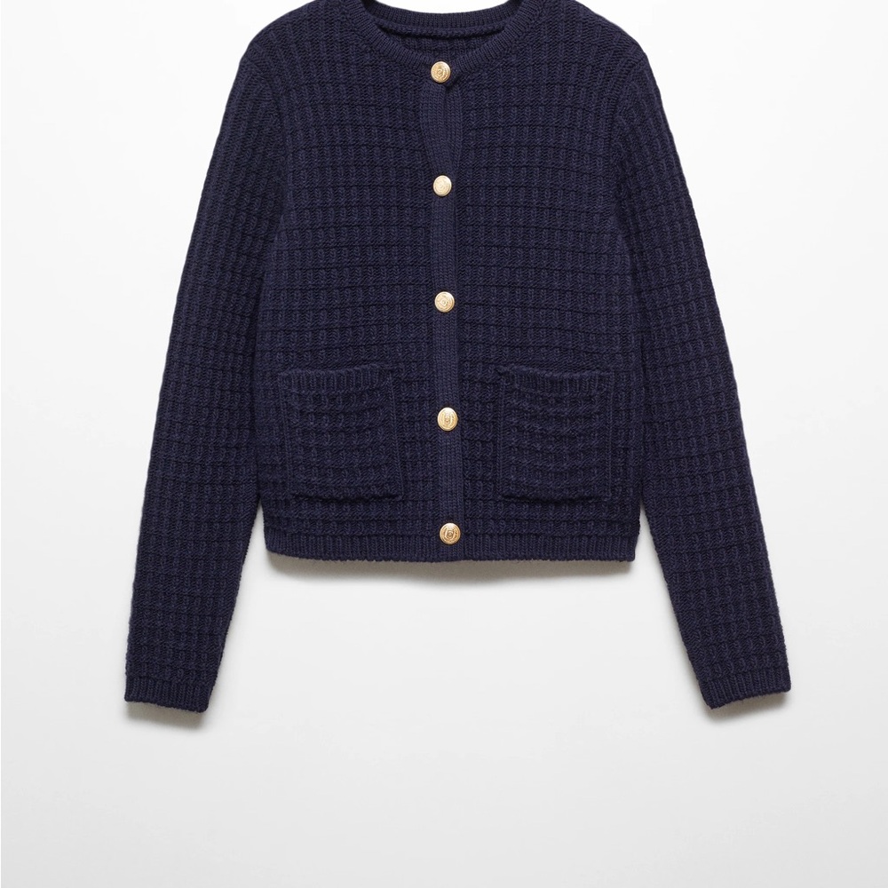 Mango Navy Blue Cardigan Sweater